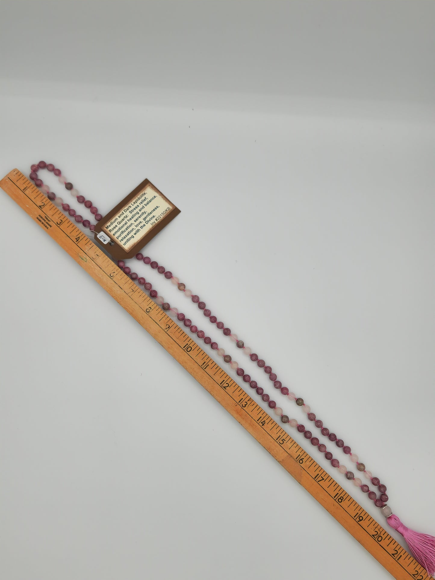 Mala Necklace Medium and Dark Lepidolite and Rose Quartz 8mm