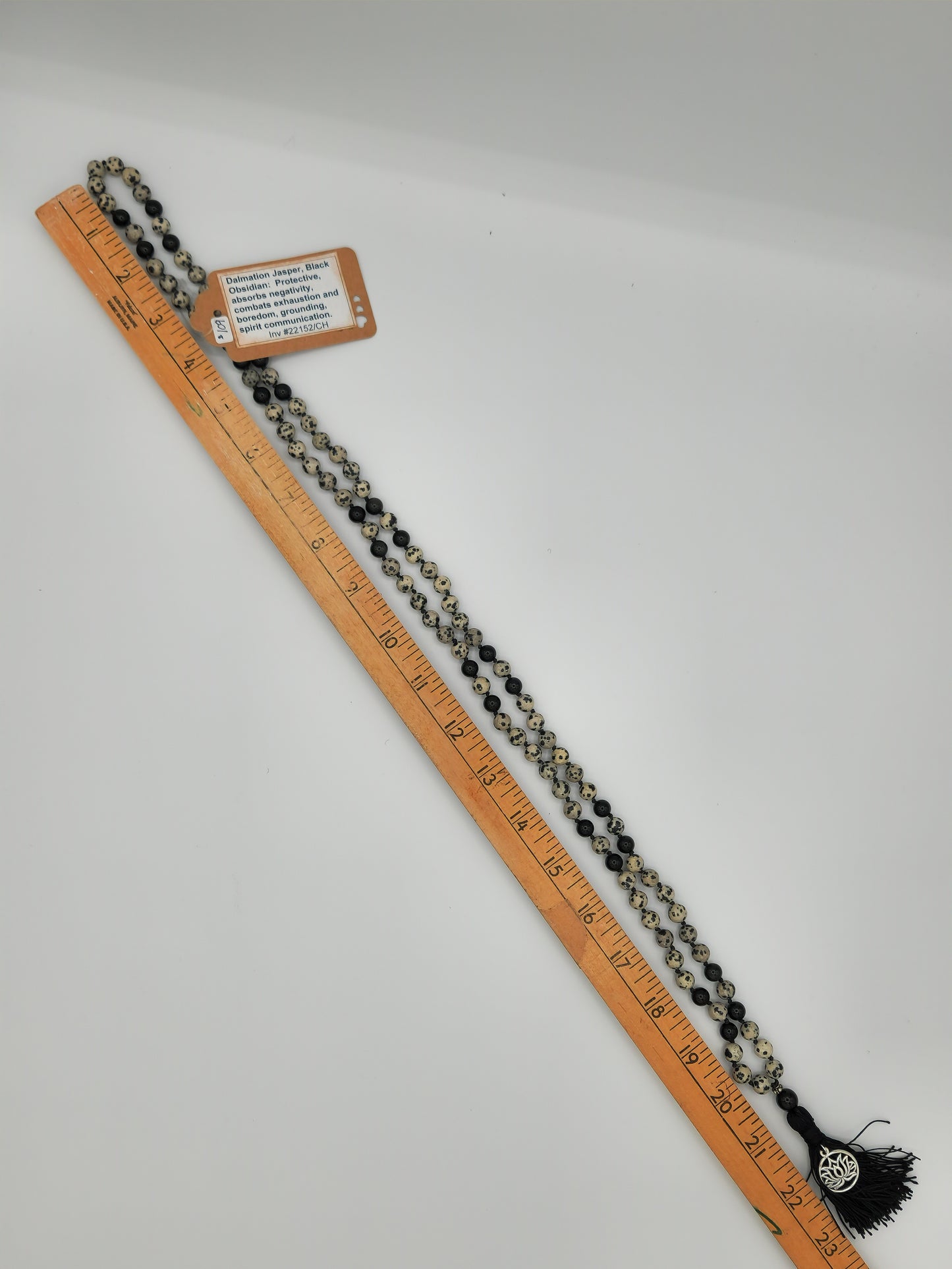 Mala Necklace Dalmation Jasper and Black Obsidian 8mm