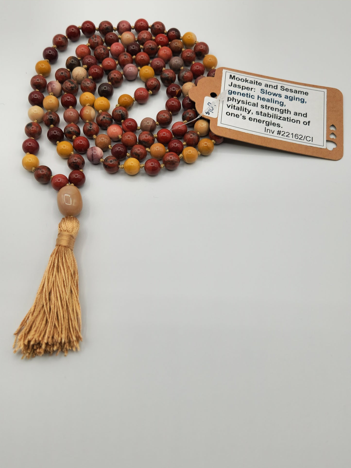 Mala Necklace Mookaite and Sesame Jasper 8mm
