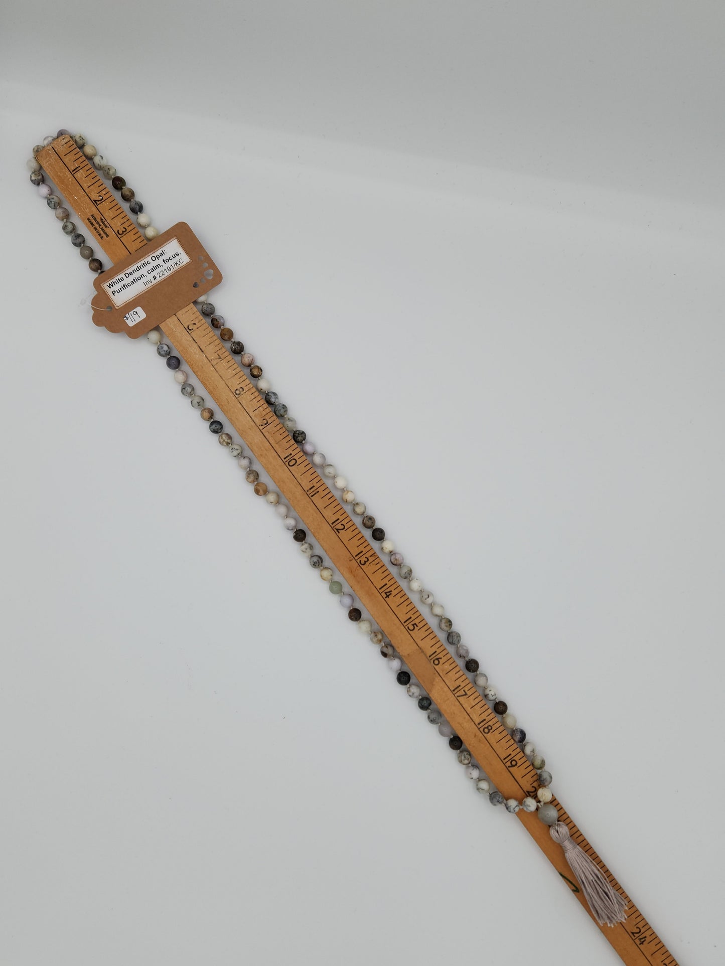 Mala Necklace White Dendritic Opal 8mm