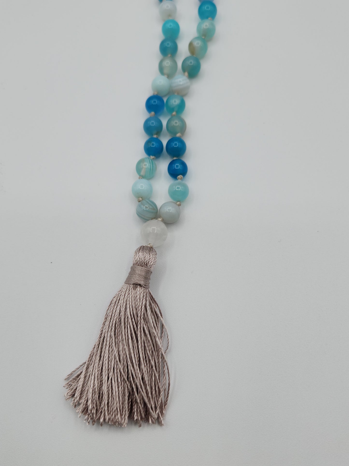 Mala Necklace Natural Blue Agate 8mm