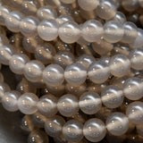 Mala Necklace Maroon Jade and Grey Chalcedony 8mm