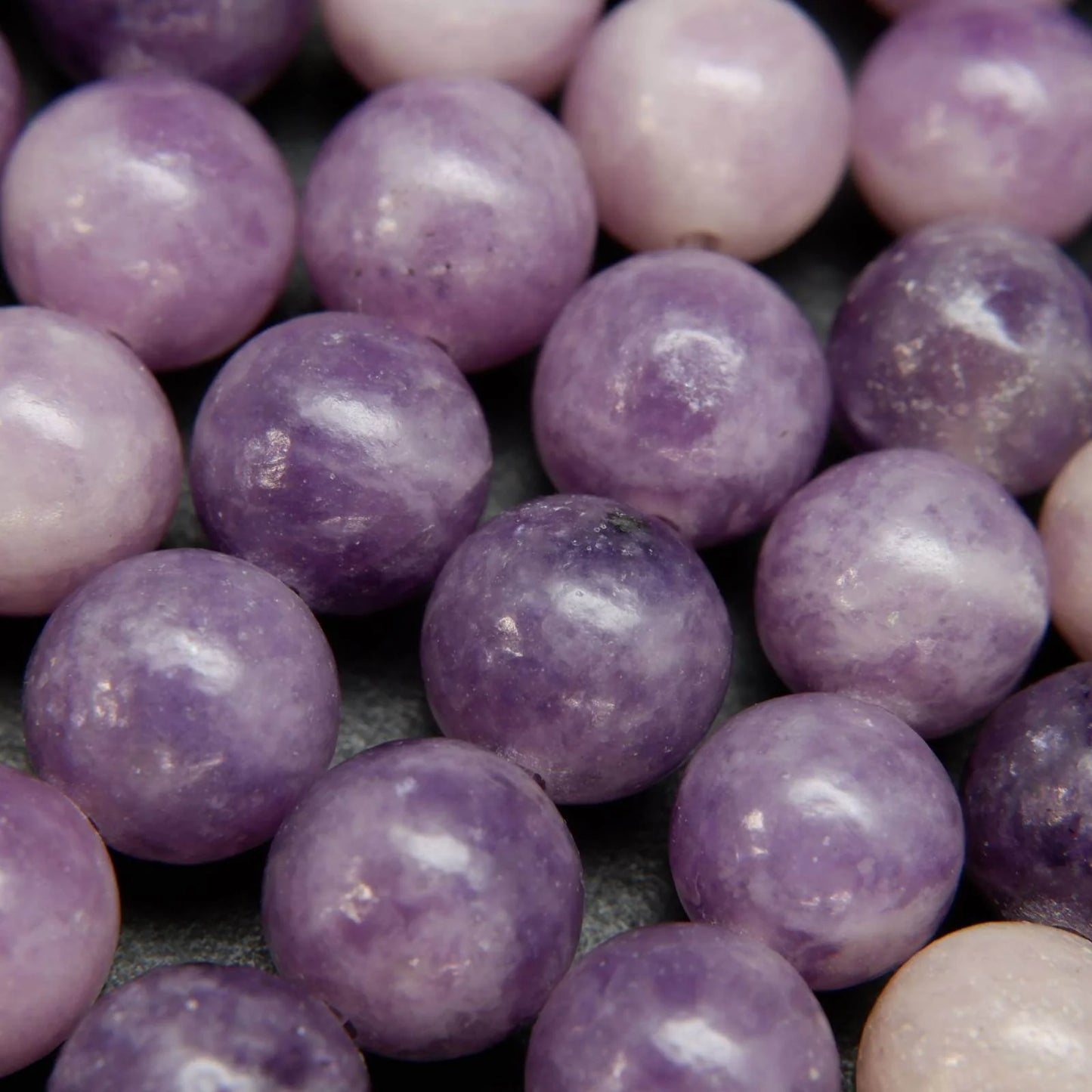 Mala Necklace Medium and Dark Lepidolite and Rose Quartz 8mm