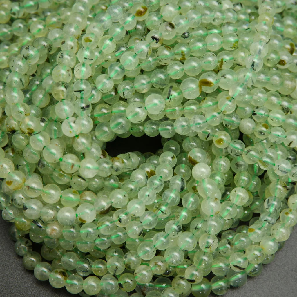 Mala Necklace White Jade and Prehnite 8mm