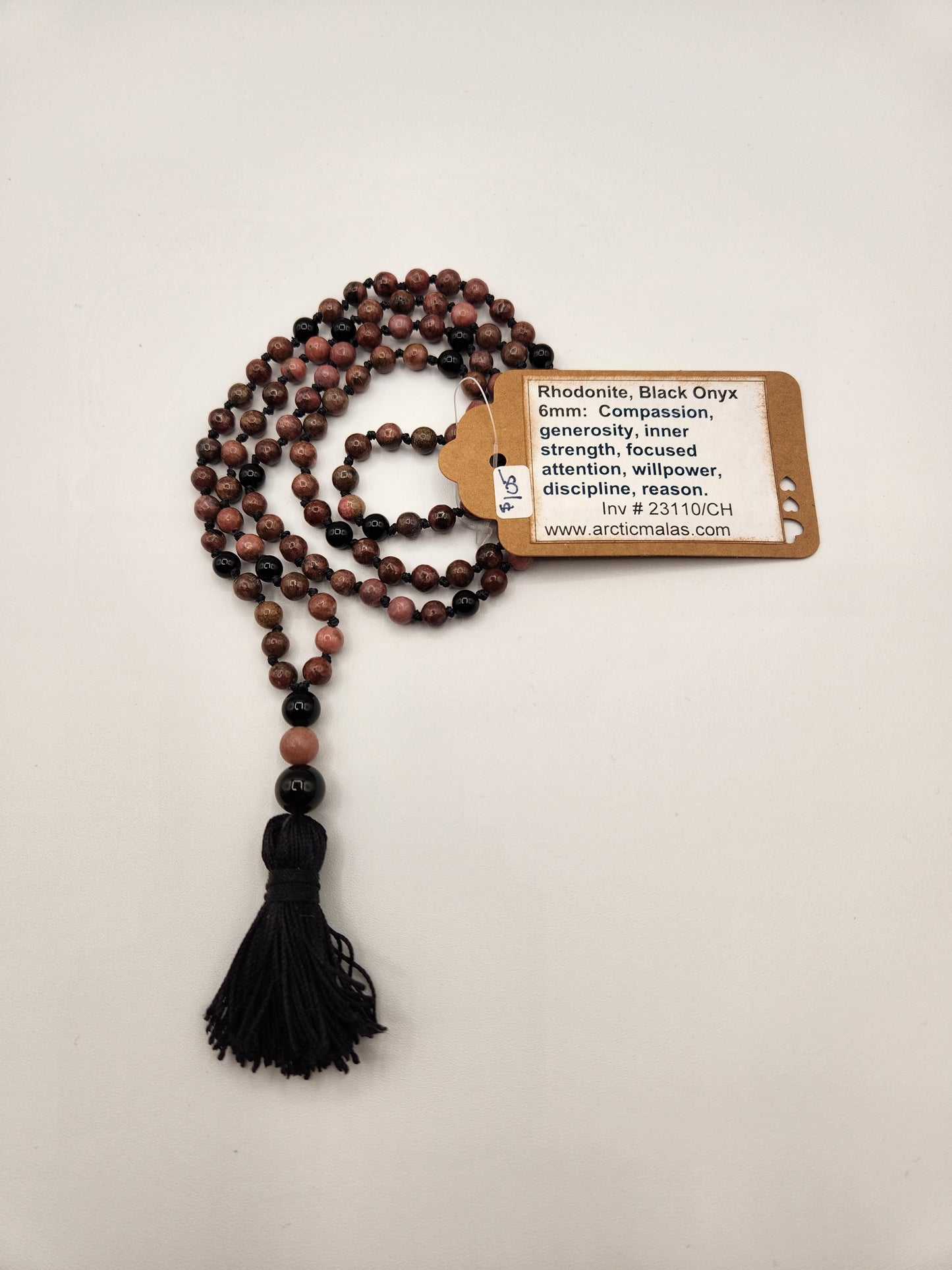 Mala Necklace Turquoise Jasper, Grey Bloodstone, Moonstone 6mm