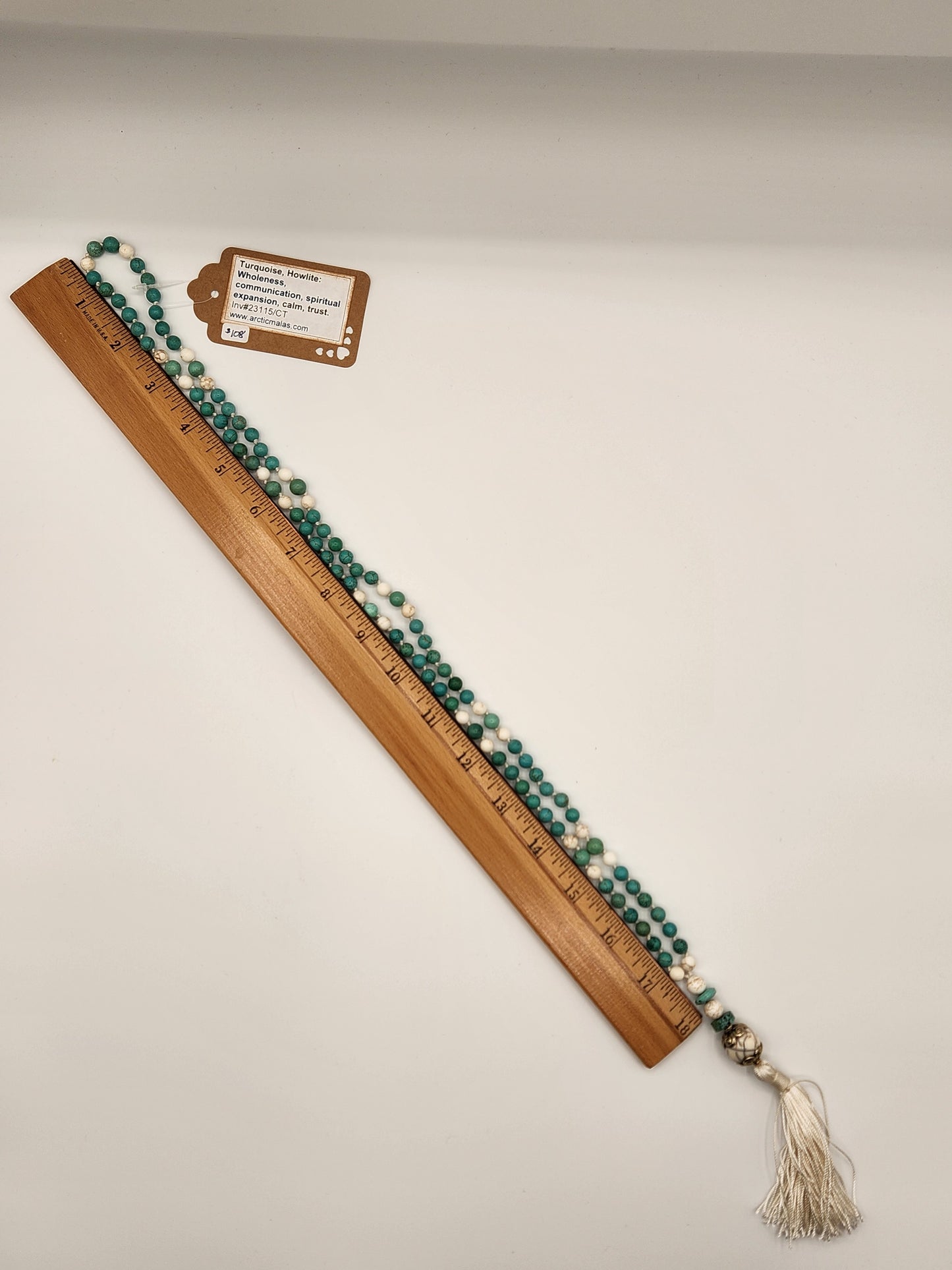 Mala Necklace Turquoise, Howlite 6mm