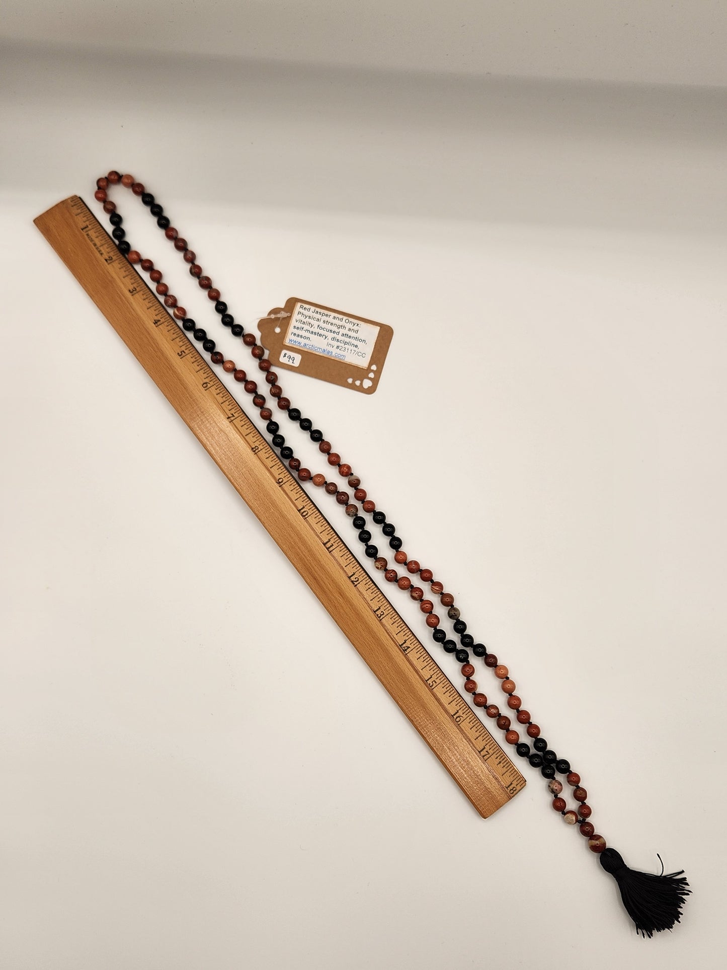 Mala Necklace Grey/Pink Zebra Jasper, White Labradorite 6mm