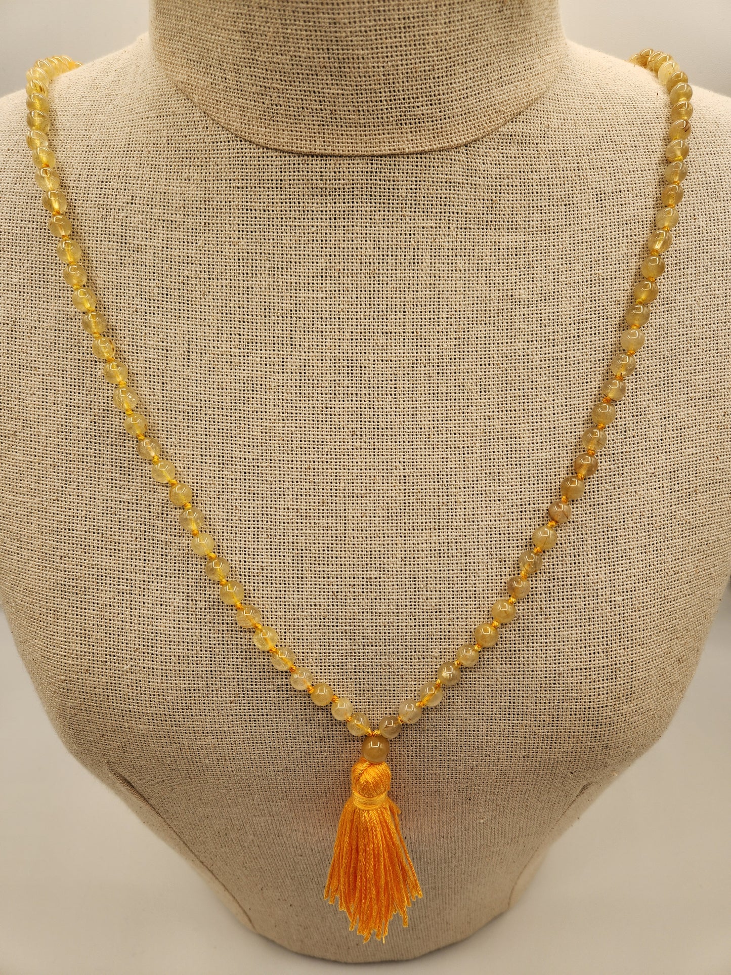 Mala Necklace Golden Rutilated Quartz 6.5mm