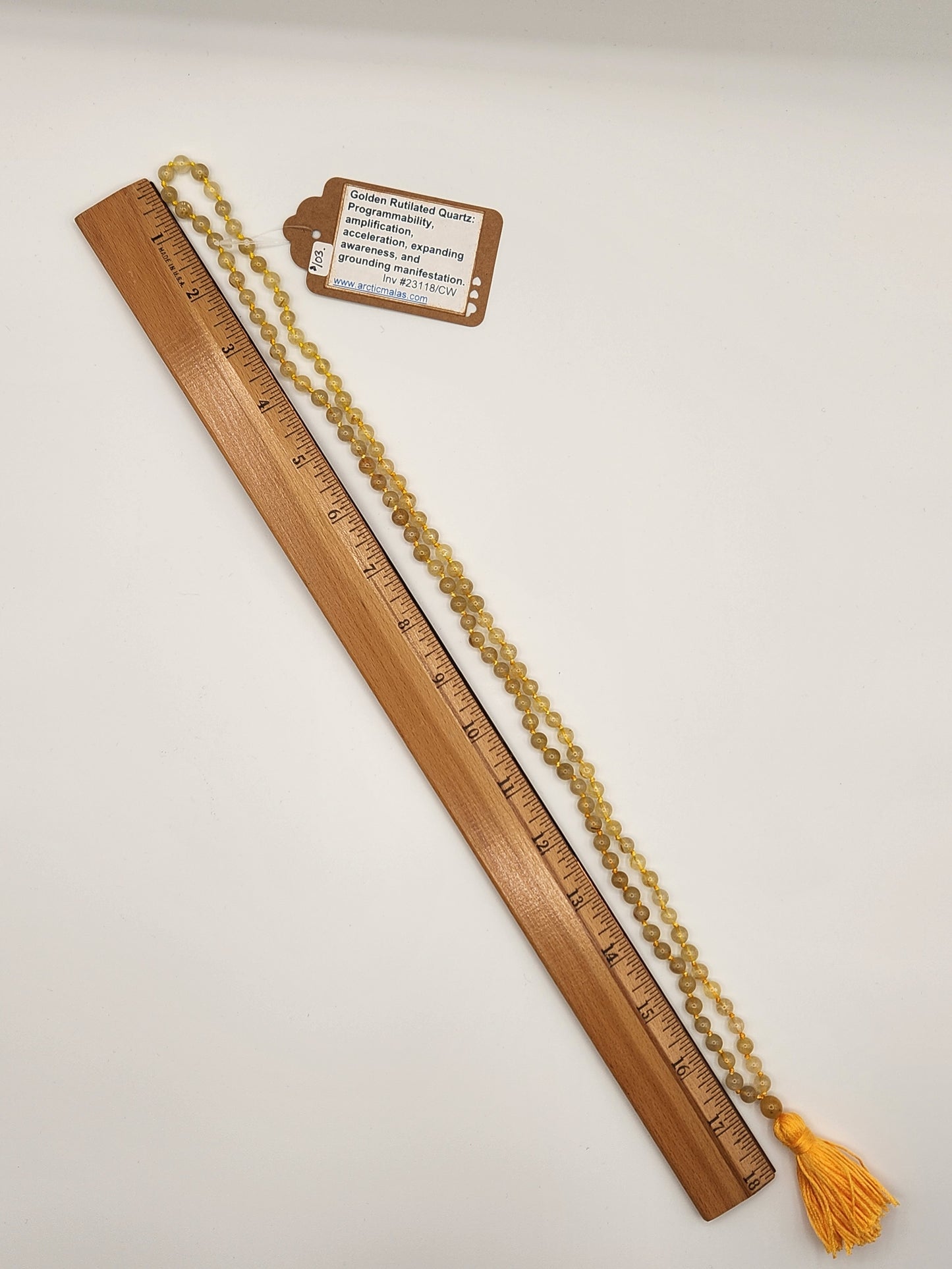 Mala Necklace Golden Rutilated Quartz 6.5mm