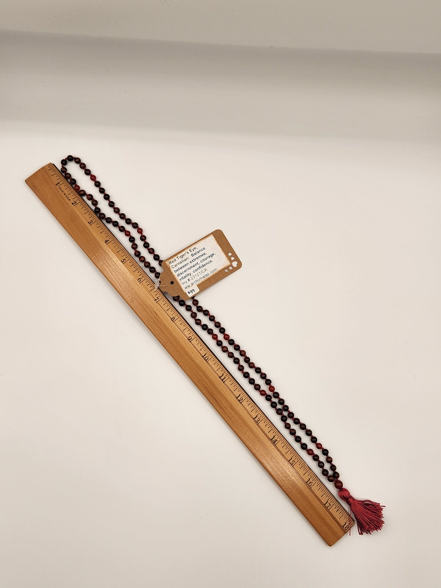 Mala Necklace Red Tiger Eye, Carnelian 6mm