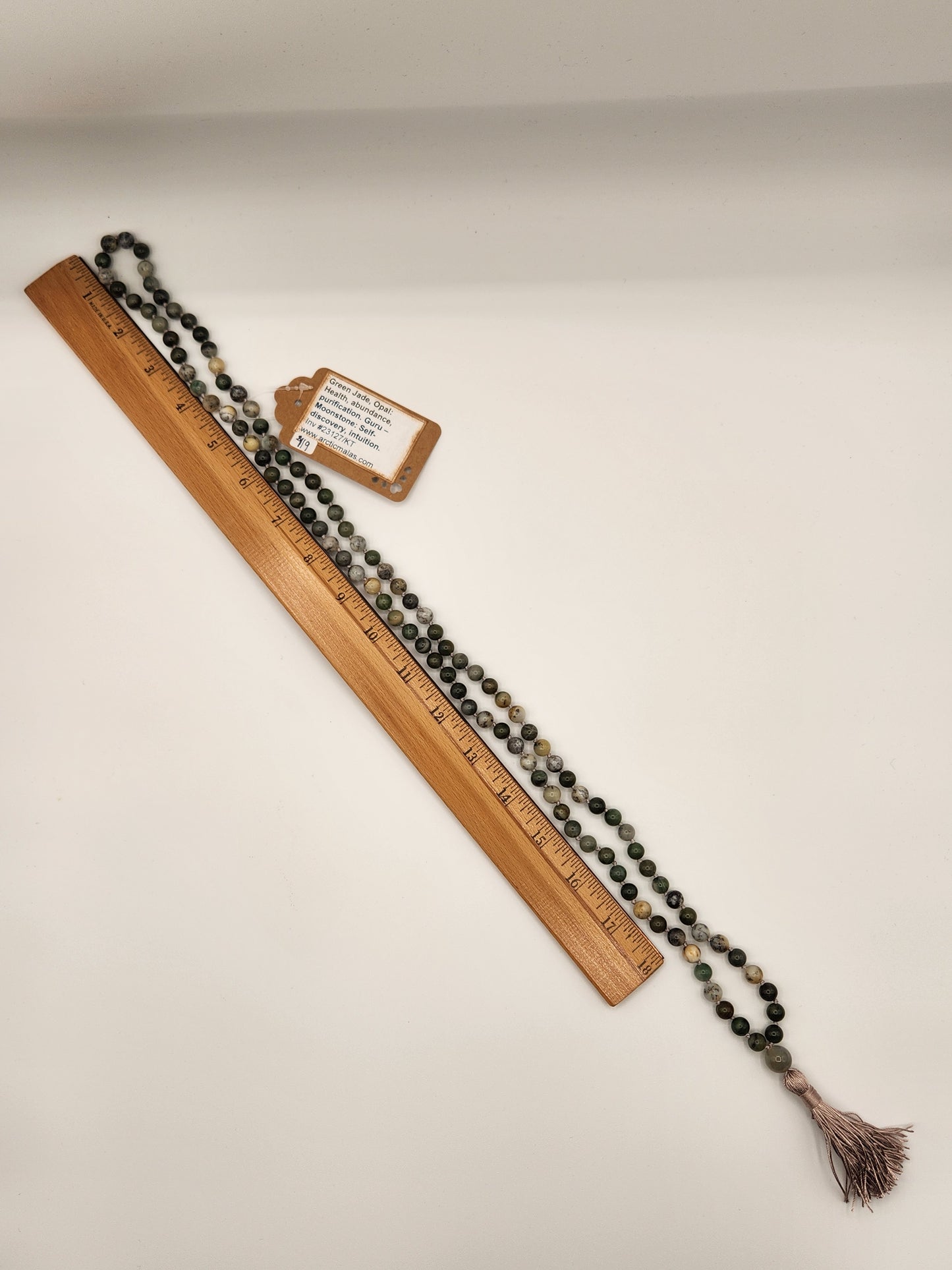 Mala Necklace Green Jade, Opal