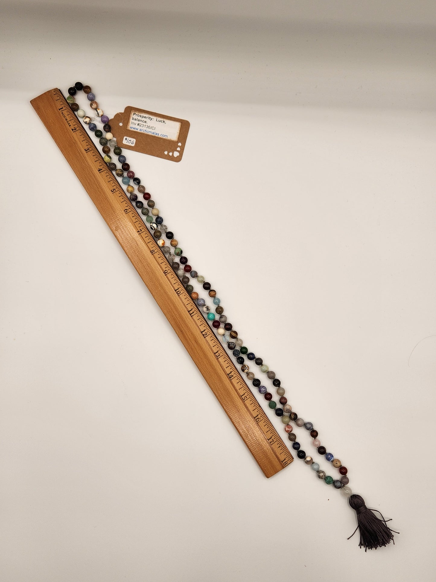 Mala Necklace Prosperity with White Jade Guru bead