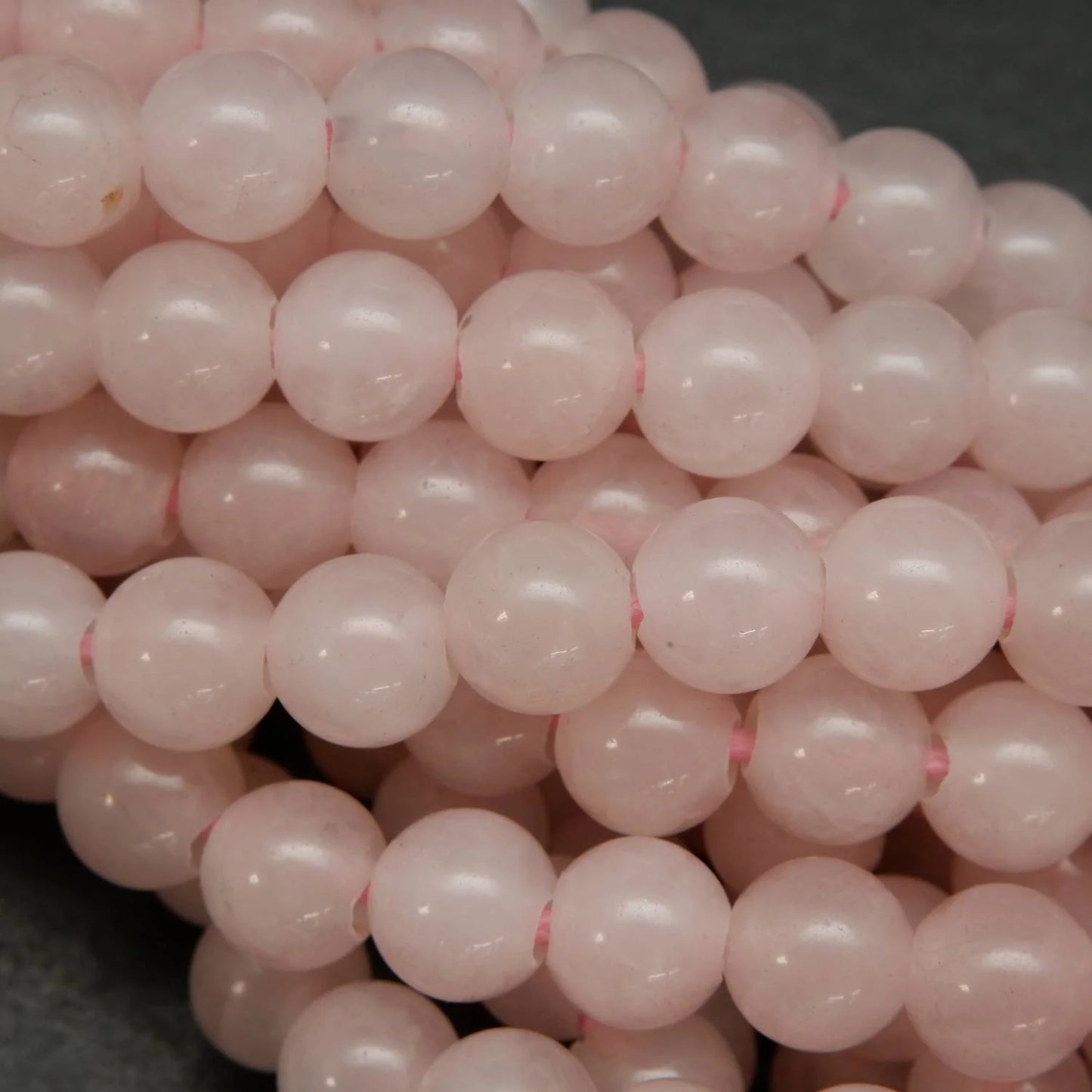 Mala Necklace Rose Quartz with a carved Guru Bead