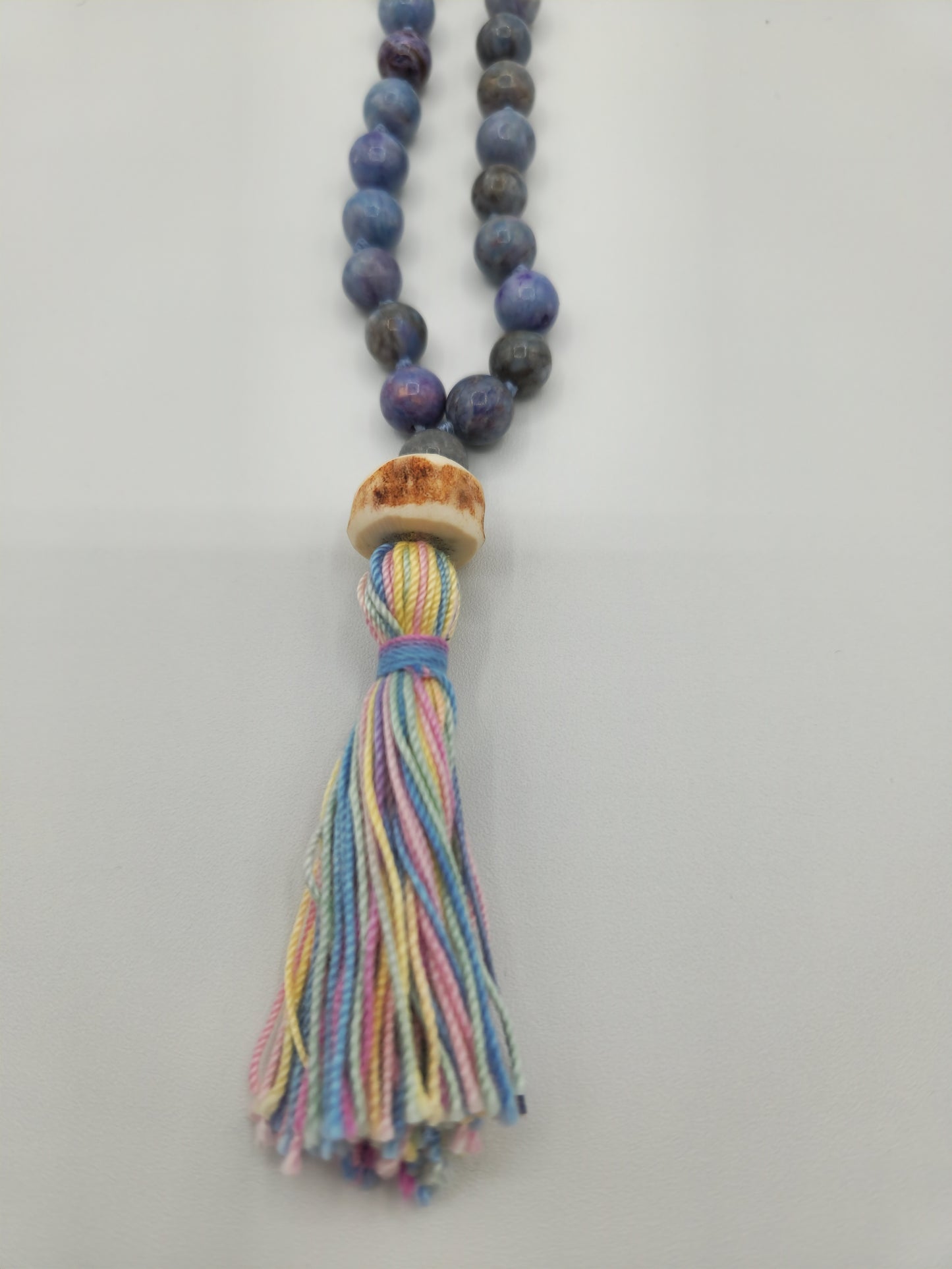 Mala Necklace Blue and Purple Agate 8mm