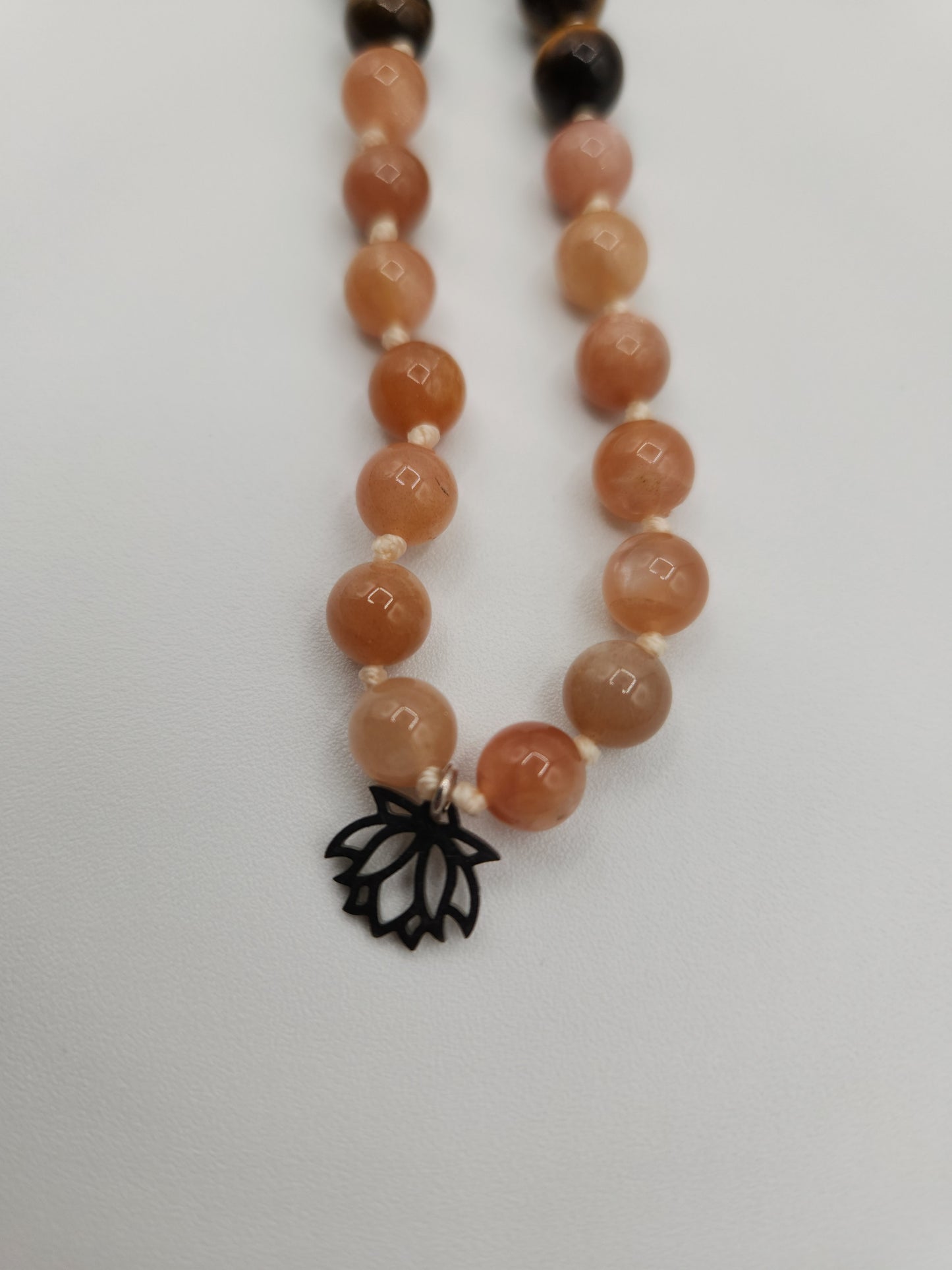 Mala Necklace Sunstone and Tiger's Eye 8mm