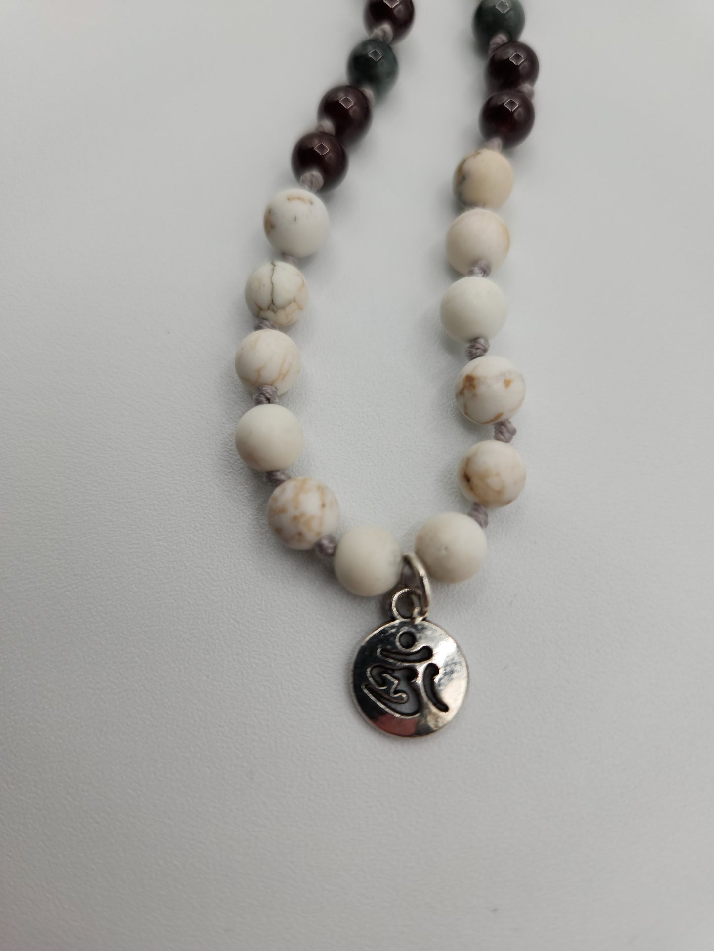 Mala Necklace Howlite, Garnet, and Eagle's Eye Mala Necklace 6mm