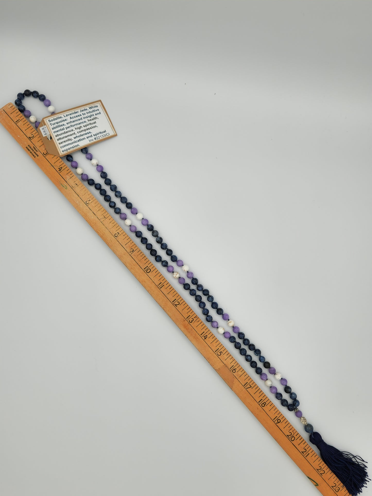 Mala Necklace Sodalite, Lavender Jade, and White Turquoise 8mm