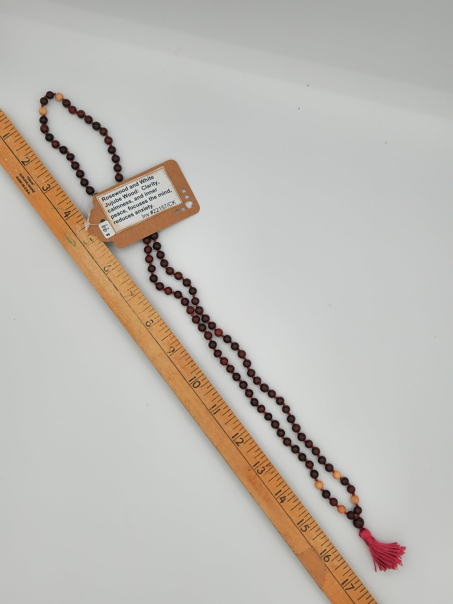 Mala Necklace Rosewood and White Jujube Wood 8mm