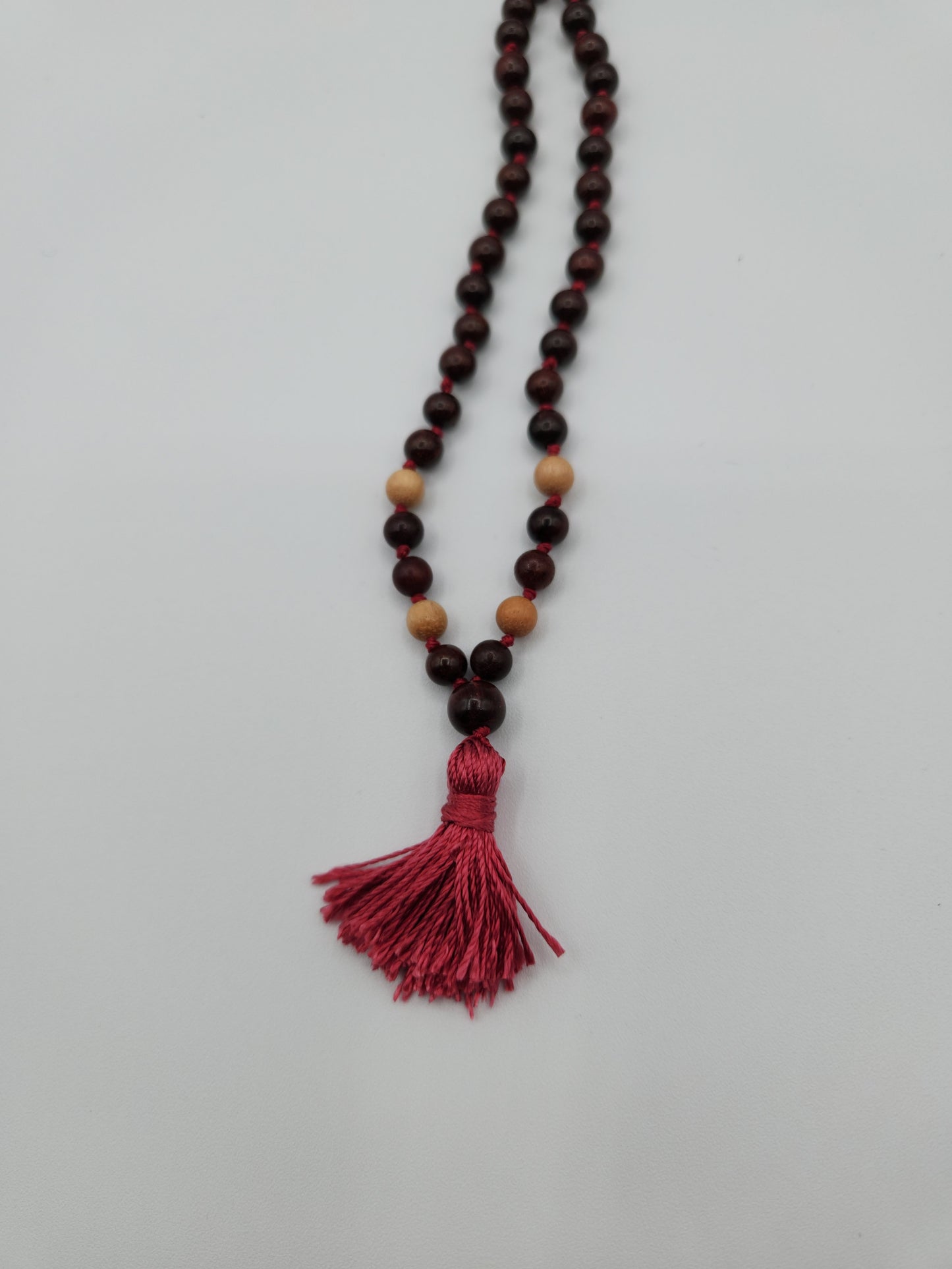 Mala Necklace Rosewood and White Jujube Wood 8mm