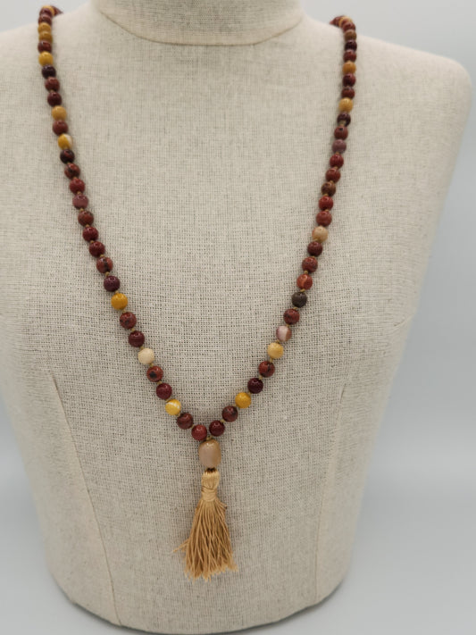 Mala Necklace Mookaite and Sesame Jasper 8mm