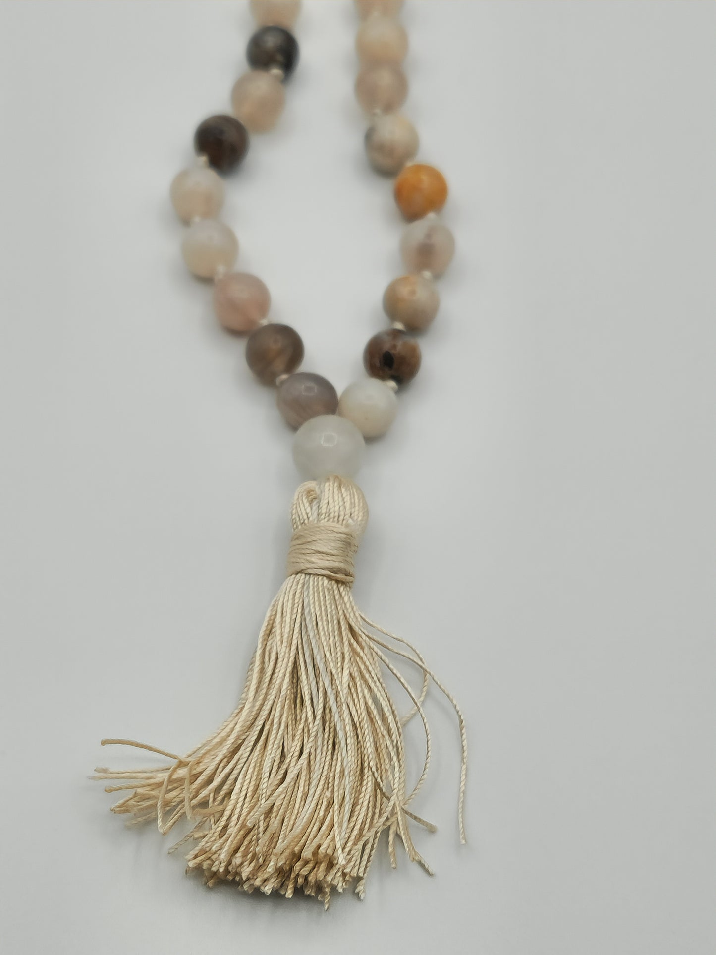 Mala Necklace Bamboo Leaf Agate 8mm