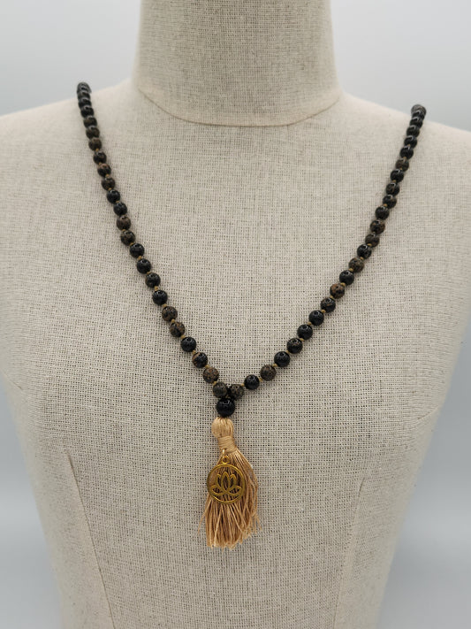 Mala Necklace Magnetite in Pyrite 8mm