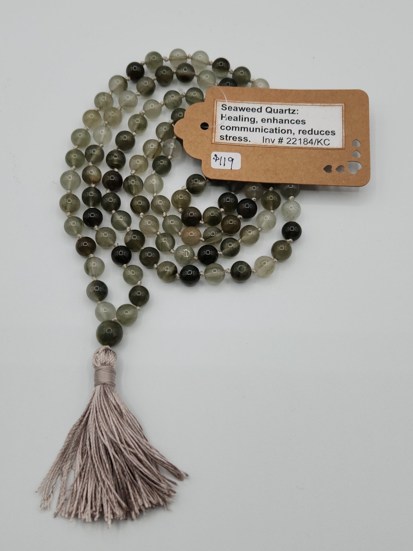 Mala Necklace Seaweed Quartz 8mm