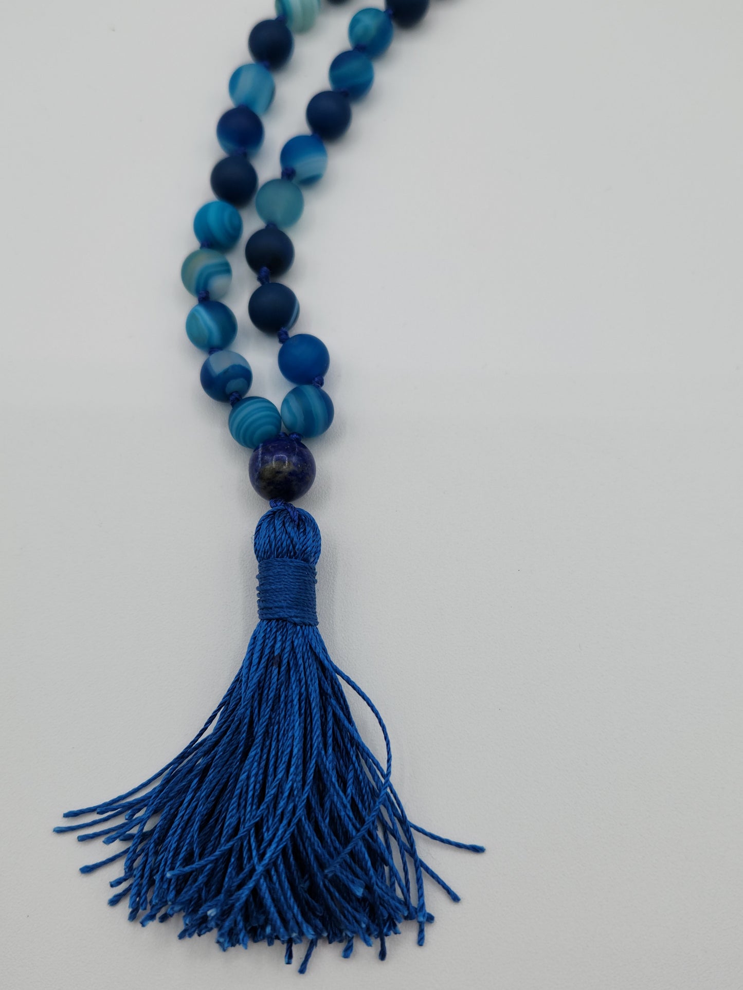 Mala Necklace Blue Striped Agate 8mm