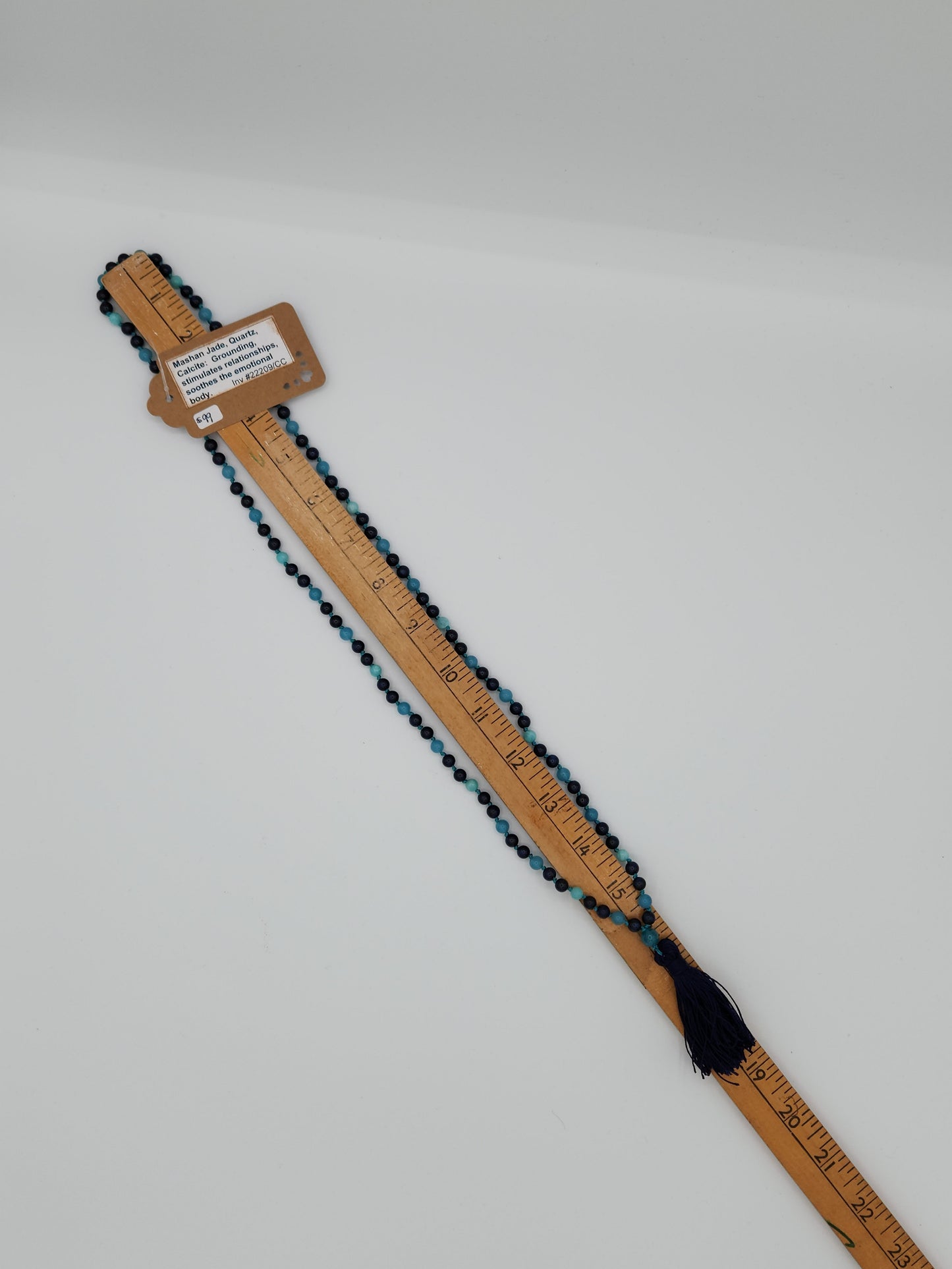 Mala Necklace Mashan Jade, Blue Quartz and Calcite 6mm