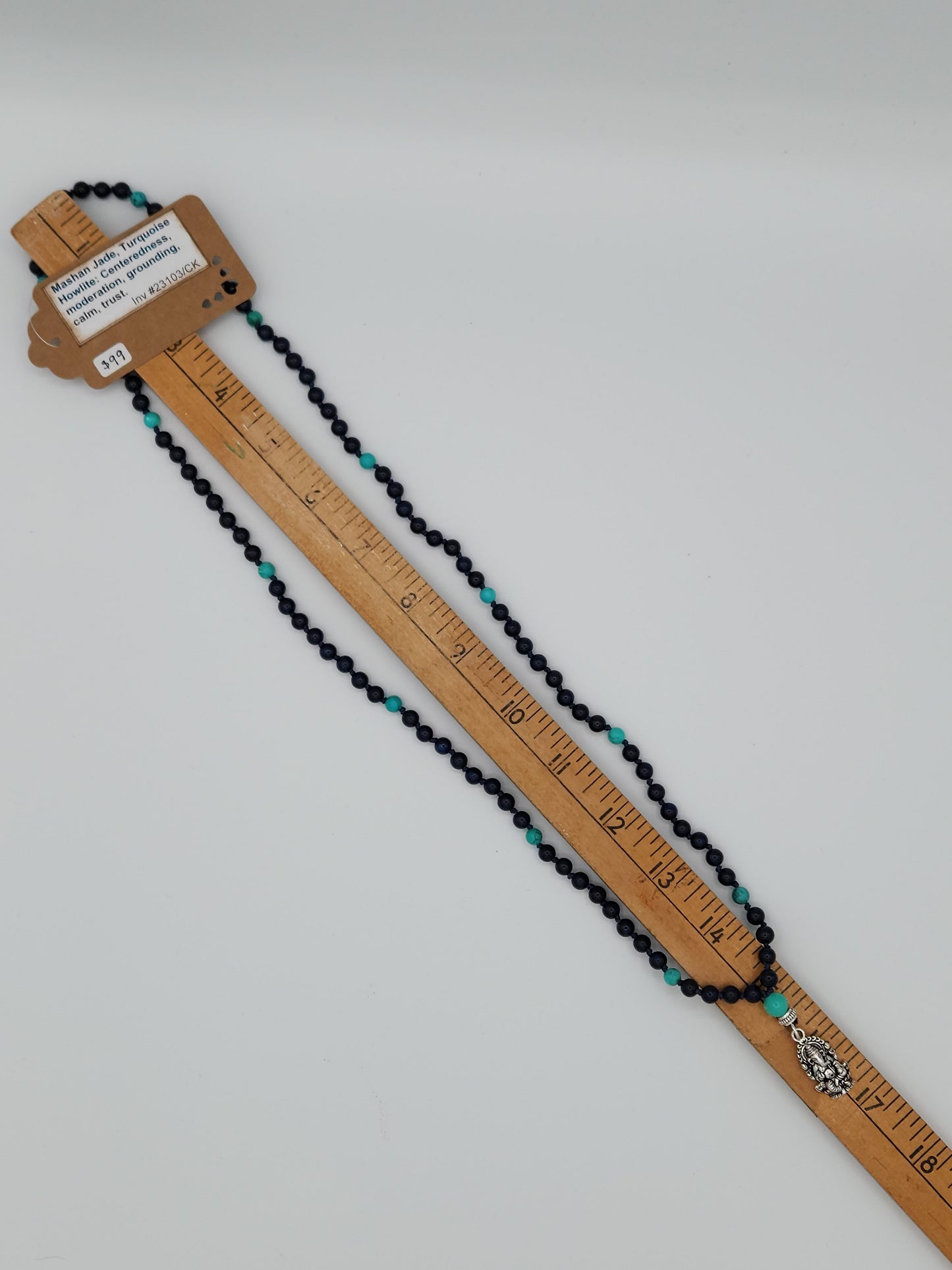 Mala Necklace Mashan Jade and Turquoise Howlite 6mm