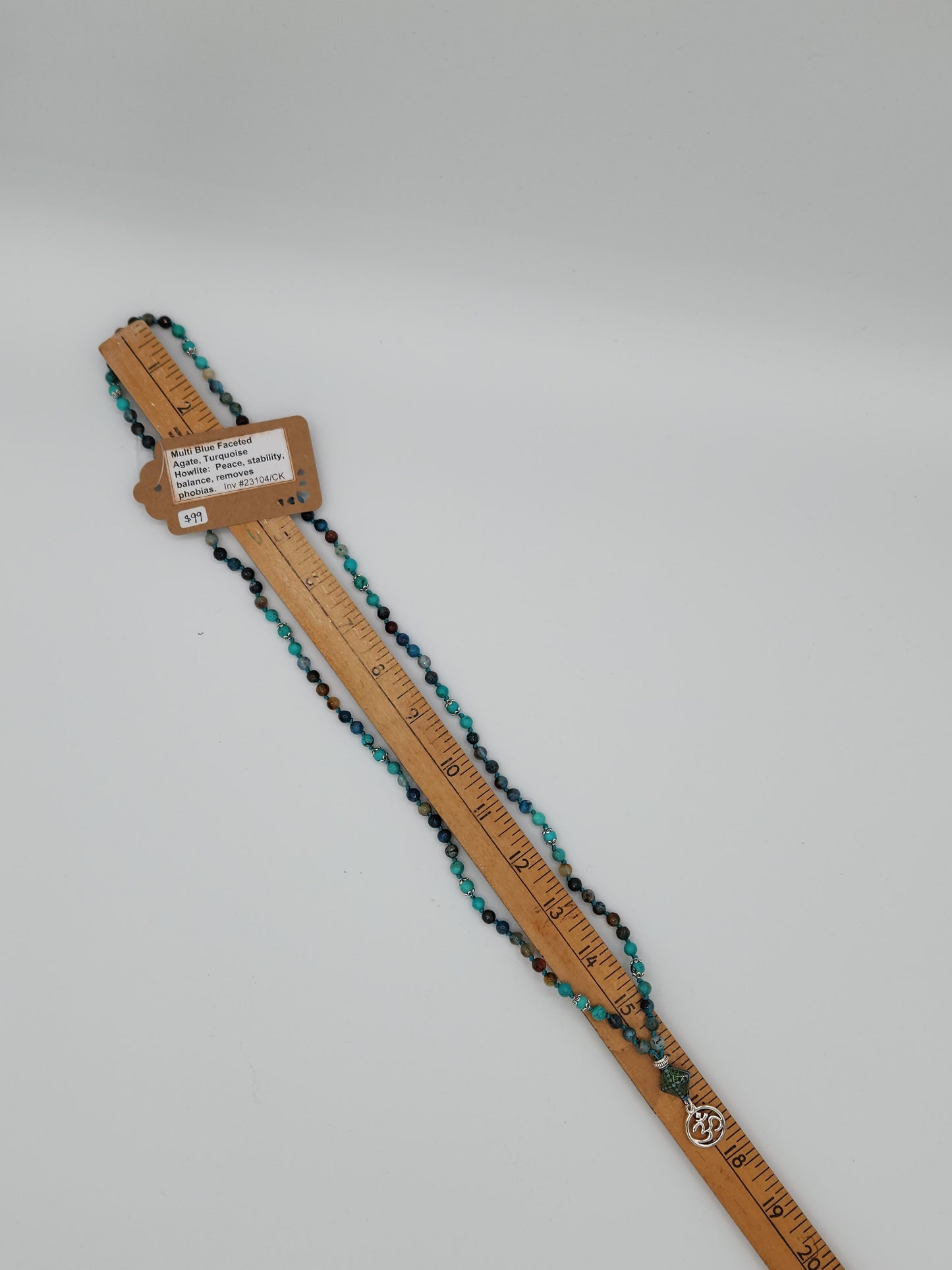 Mala Necklace Multi Blue Faceted Agate and Turquoise Howlite 6mm