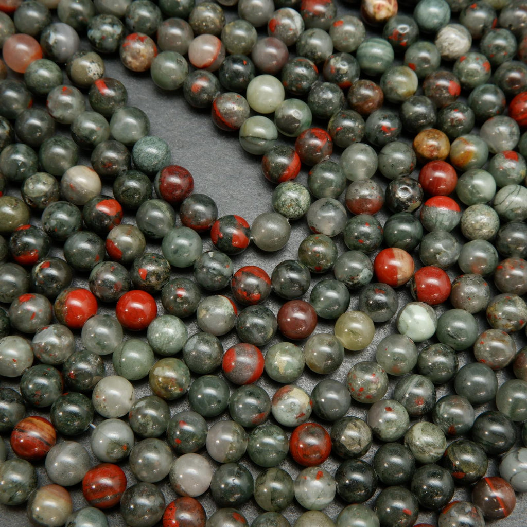 Mala Necklace African Bloodstone and Jade 8mm