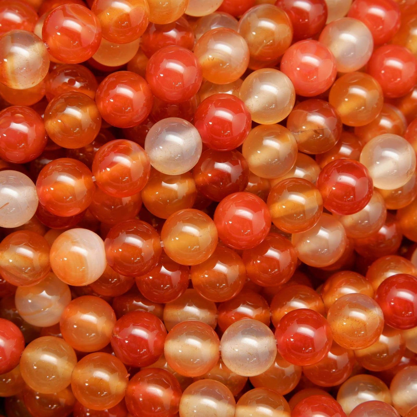 Mala Necklace Carnelian, Artistic Jasper, and White Jade 8mm