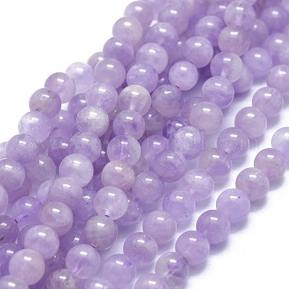 Mala Necklace Lavender Jade and Fluorite 8mm