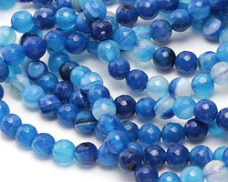 Mala Necklace Multi Blue Faceted Agate and Turquoise Howlite 6mm