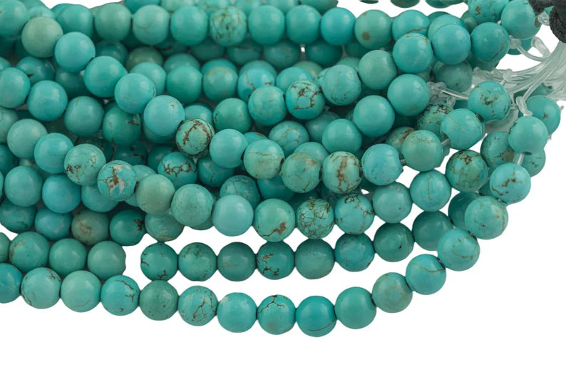 Mala Necklace Green Turquoise and White Turquoise 6mm